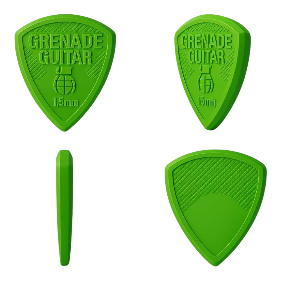 Grenade Guitar Neon Green Pick 1.5mm – Hero Image